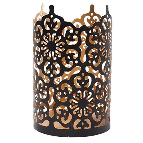Hosley Flower 7" High Cut Bronze LED/Votive/Tealight Holder/Lantern. Ideal Gift for Wedding, Party, Use with Jar Candles, Tea Lights, Votive Candle Gardens, Aromatherapy, Spa O4
