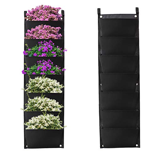 Hanging Planter Bags Waterproof 7 Pocket Garden Vertical Planter Bags Wall-Mounted Felt Planting Grow Bags Outdoor Indoor Gardening Flower Container Plant Grow Bag for Flower Vegetable Hanging Planter Bags Waterproof 7 Pocket Garden Vertical Planter Bags Wall-Mounted Felt Planting Grow Bags Outdoor Indoor Gardening Flower Container Plant Grow Bag for Flower Vegetable