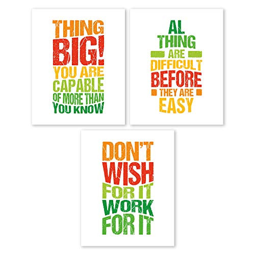 Inspirational Office Wall Art Prints - Unframed 8x10 in - Motivational Pictures with Quotes for Office Decor - Positive Posters with with Encouraging Signs and Message