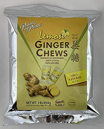 Prince Of Peace Ginger Chews With Lemon 1 lb_  Candied Ginger  Lemon Candy  Lemon Ginger Chews  Natural Candy  Ginger Candy for Nausea  Prince of Peace