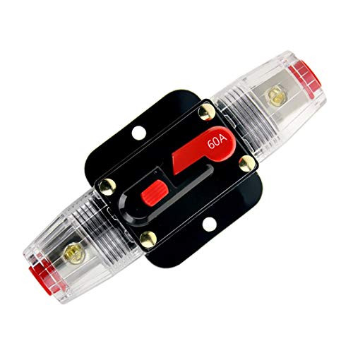 Reset Fuse 20-150AMP Inline Circuit Breaker Reset Fuse Holder for Car Audio Marine Boat Inverter Replace Fuses 12V-24V DC Breaker Switch Overload Protection Fuse 60A