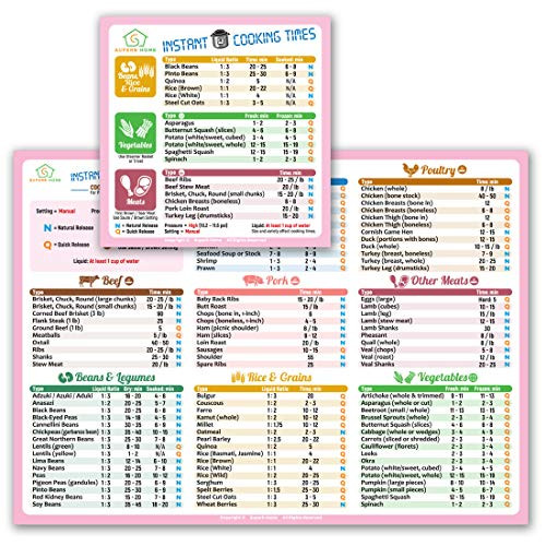 Best Improved Version Instant Cooking Times Cheat Sheet Magnets 11x8 for Instant Pot Pressure Cooker Accessories Large Text Magnetic Cook Times Chart Guide Pink Kitchen Gift For Mother Wife Daughter