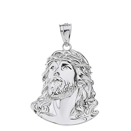Fine 925 Sterling Silver Jesus Head Face Charm Religious Pendant 0_92