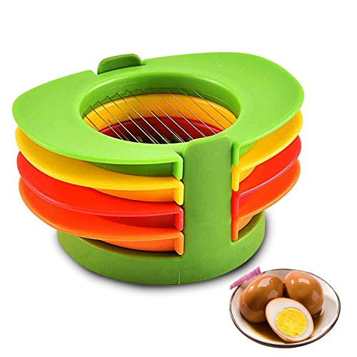 Eggs Slicers Multipurpose Egg Slicer 4 In 1 Egg Cutter Wedger Hard Boiled Eggs and Fruit Slicers Multifunctional Convenient Slicer with Stainless Steel Cutting Wires and Non-Slip Base