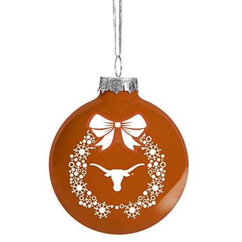 FOCO NCAA Wreath Glass Ball Christmas Tree Ornament-2 58-Texas Longhorns