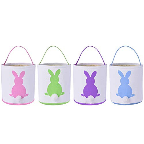 4 Pack Easter Bunny Basket Bags Gift Basket Easter Bag Bunny Ear Bag Tote Bag for Egg Hunting Candy and Gifts Carry Bucket Easter Bunny Bag 07