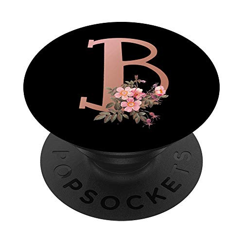 Matte Rose Gold Letter B Floral Monogram PopSockets Grip and Stand for Phones and Tablets Matte Rose Gold Letter B Floral Monogram PopSockets Grip and Stand for Phones and Tablets