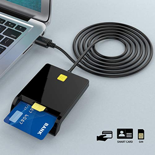 USB Smart Card Reader DOD Military USB Common Access CAC Card Reader AdapterID CardIC Bank Chip Card SIM Card Reader CAC Card Reader Compatible with Windows XPVista7811 Mac OS