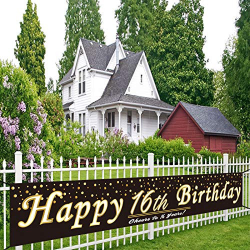 16th Yard Sign BirthdayOutside Happy Birthday Banner for 16th Birthday Decorations