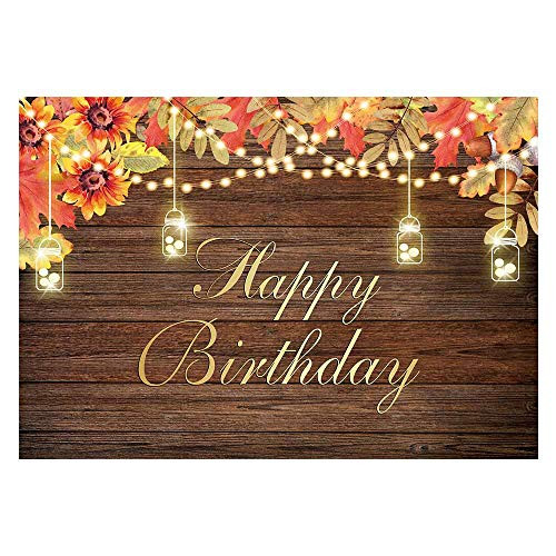 Funnytree Fall Happy Birthday Party Backdrop Autumn Maple Leaves Photography Background Cake Table Decorations Banner Photo Booth Supplies 7x5ft