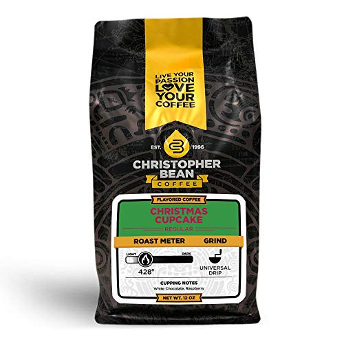 Christopher Bean Coffee - Christmas Cupcake Flavored Coffee Regular Ground 100 Arabica No Sugar No Fats Made with Non-GMO Flavorings 12-Ounce Bag of Regular Ground Coffee
