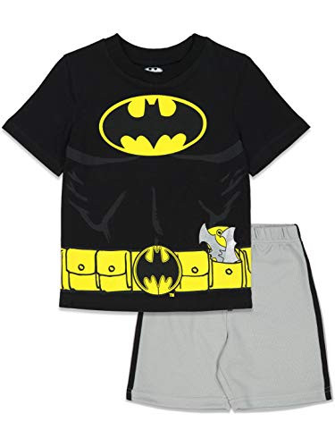 DC Comics Batman Little Boys Costume T-Shirt and Mesh Shorts Set Black 6