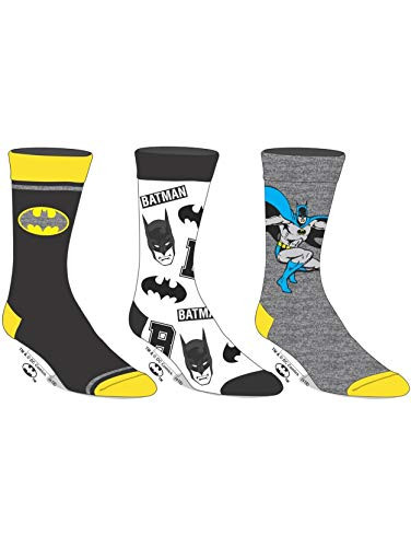 Dc Comics - Batman Mens Crew Pack of 2 Pairs Socks Combo Gray