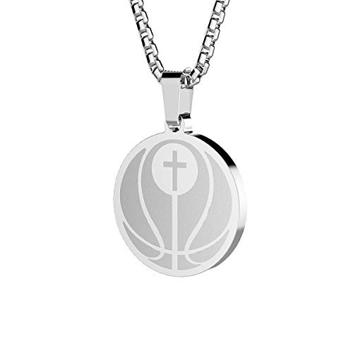 RAMESON Luke 413 Athletes Necklace Crafted in Stainless Steel Baseball Football Soccer Basketball Volleyball Team Coach Gift Inspirational Pendant for Boys Girls basketball-silver RAMESON Luke 413 Athletes Necklace Crafted in Stainless Steel Baseball Football Soccer Basketball Volleyball Team Coach Gift Inspirational Pendant for Boys Girls basketball-silver