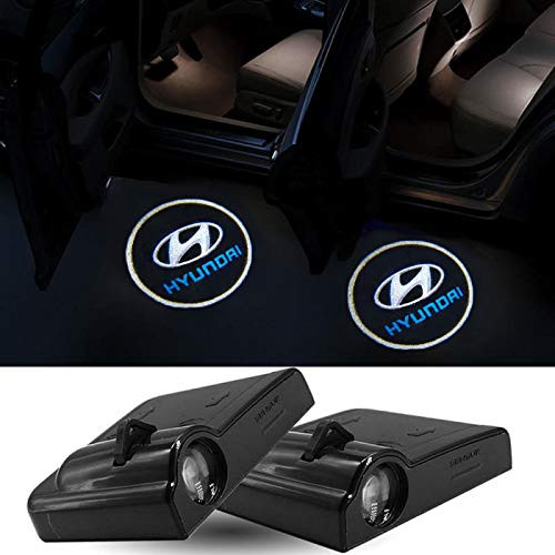 LONGSNOL 2pcs Door Light Logo Projector for Hyundai Wireless LED Car Door Shadow Welcome Courtesy Light Laser Projector Emblems Logo Projector Lamp Universal for Hyundai