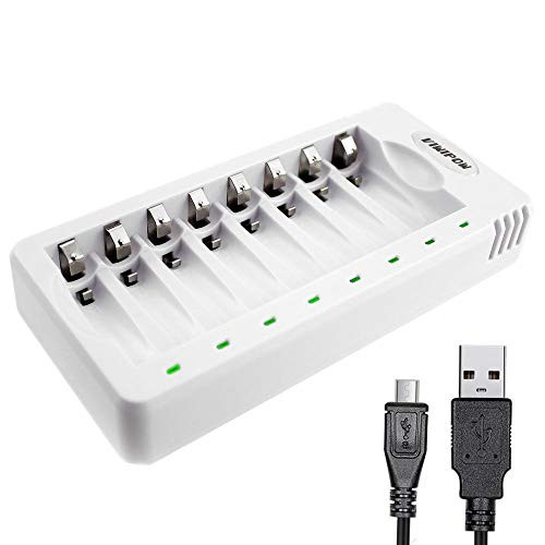 Smart Battery Charger 8 Bay AA AAA Battery Charger for Ni-MH Ni-Cd Rechargeable Batteries USB Fast Charging Independent Slot