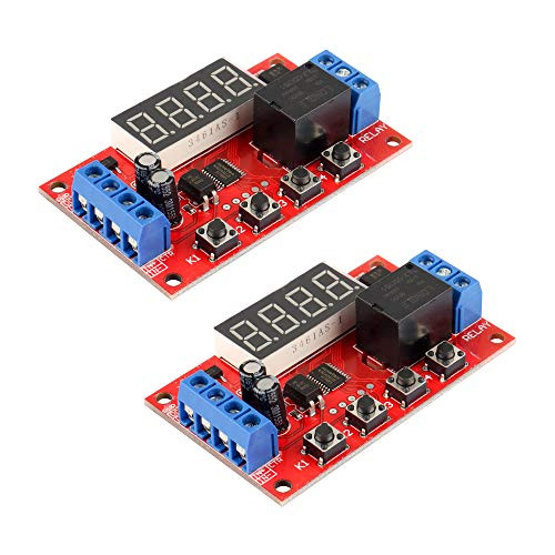 Actume 2Pcs DC 5V Programmable Multifunction Time Delay Relay Module with Optocoupler Support Segment LEDs Display for Smart Home Automatic Control