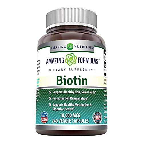 Amazing Formulas Biotin 10000 Mcg 240 Veggie Capsules - Supports Healthy Hair Skin Nails* - Promotes Cell Rejuvenation*