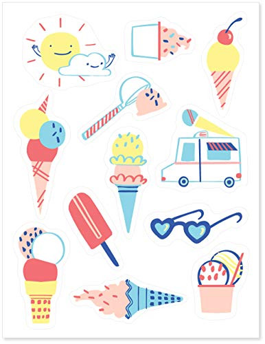 Stickies Edible Decorating Stickers Ice Cream Party Cupcake Toppers and Ice Cream Party Cake Decorations 24 count
