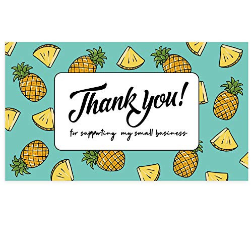Modern 5th - Thank You for Supporting My Small Business Cards Pineapple Pattern 3_5 x 2 Inches - 100 Business Card Sized for Online Retail Store Handmade Goods Customer Package Inserts and More