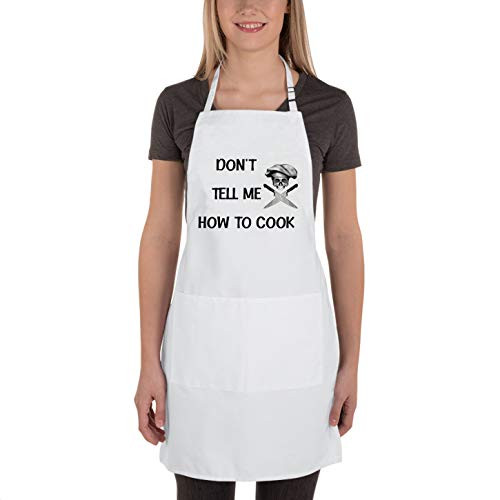 White Funny Kitchen Chef Apron for Women Men Adjustable Bib Aprons with 2 Pockets for Cooking Baking - Dont Tell Me How to Cook