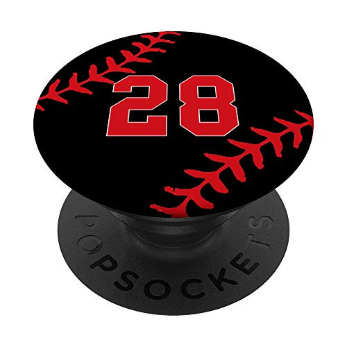 Baseball Jersey Uniform Number 28 Ball Player Gift for Guys PopSockets Grip and Stand for Phones and Tablets