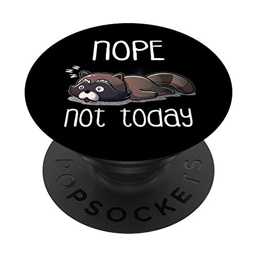 Nope Not Today Sleeping Raccoon Sleep Nap Lazy Late Riser PopSockets PopGrip Swappable Grip for Phones   Tablets