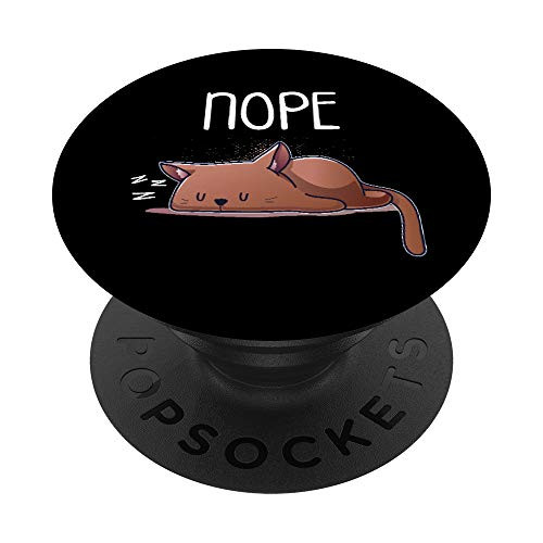 Nope Not Today Sleeping Cat Lazy Kitten Sleep Nap Late Riser PopSockets PopGrip Swappable Grip for Phones   Tablets