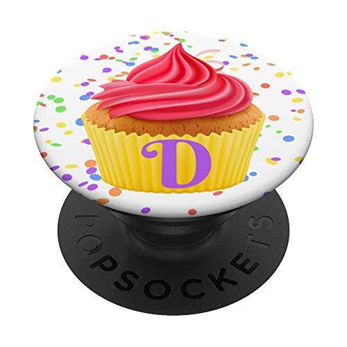 Monogram Letter D  Cute Yummy Cupcake PopSockets Grip and Stand for Phones and Tablets