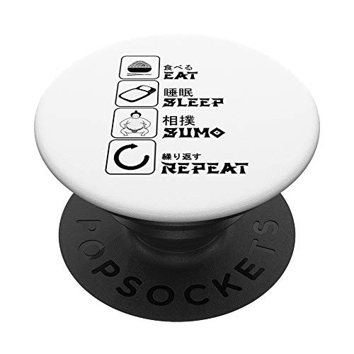 Eat Sleep Sumo Repeat Meme Funny Japanese Humor Gift PopSockets Grip and Stand for Phones and Tablets