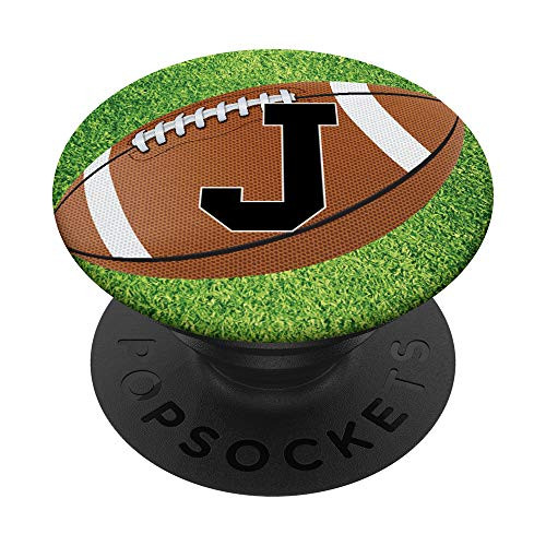 Football Letter J Initial Gift Ball Player Gift for Guys PopSockets Grip and Stand for Phones and Tablets