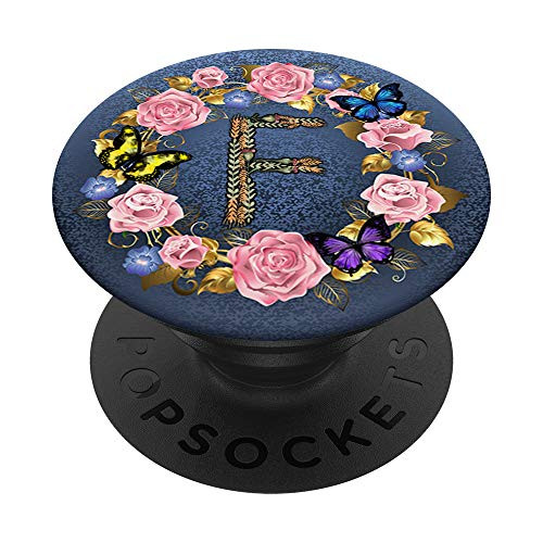 Purple Letter F Initial Butterfly Inspired Monogram women PopSockets Grip and Stand for Phones and Tablets