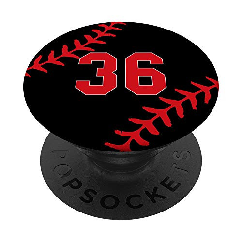 Baseball Jersey Uniform Number 36 Ball Player Gift for Guys PopSockets Grip and Stand for Phones and Tablets