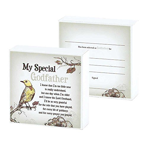 Dicksons My Special Godfather Bird Personalized Soft Yellow 3 x 3 Wood Wall Sign Plaque