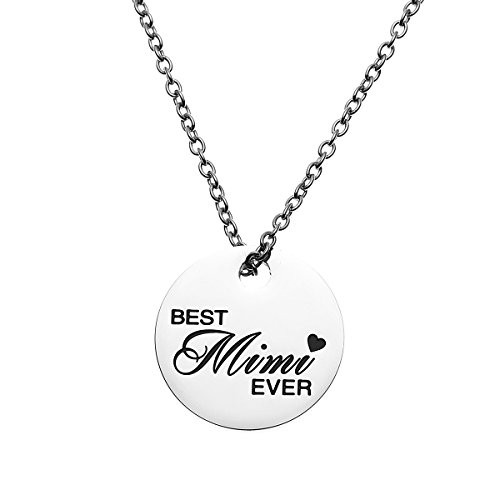 COMISAN Christmas 316L Stainless Steel Polished to Mirror Memorial Engraved Charm Tag Pendant Necklace for Family Gifts Best Mimi Ever