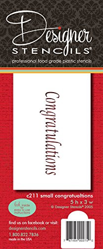 Designer Stencils C211 Congratulations Business Card Cookie Stencil, Beige/semi-transparent