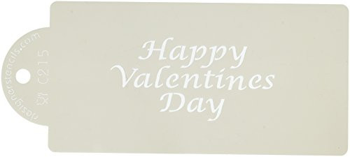 Designer Stencils C215 Happy Valentines Day Business Card Cookie Stencil, Beige/semi-transparent