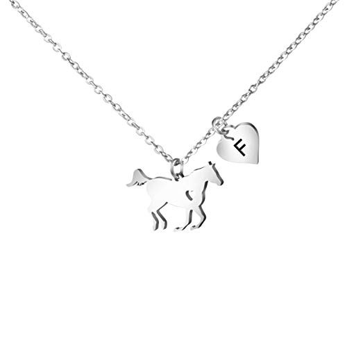Running Horse Necklace Equestrian Jewelry Personalized Dainty Cute Birthday Gifts for Horse Lovers Her Teen Girls Women Stainless Steel Silver Wild Horse Necklaces Handmade Initial Letter F Running Horse Necklace Equestrian Jewelry Personalized Dainty Cute Birthday Gifts for Horse Lovers Her Teen Girls Women Stainless Steel Silver Wild Horse Necklaces Handmade Initial Letter F