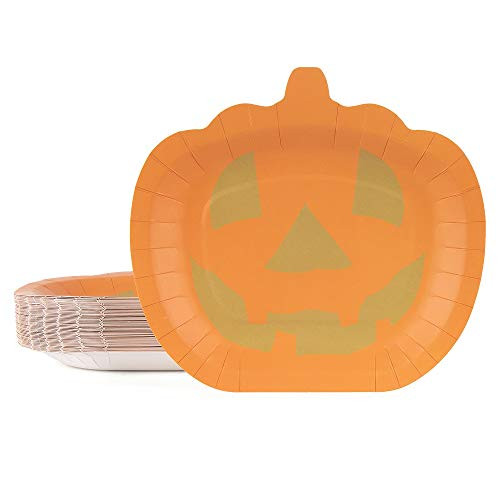 Pansonite 50-Count Paper Plates Pumpkin Plates Halloween Party Supplies Disposable Plates Tableware for Halloween Party for Appetizer Lunch Dinner and Dessert