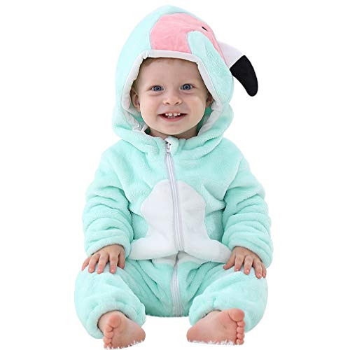 IDGIRL Baby Bird Costume Animal Romper for Infant Winter Flannel Outfits 6-12 Months Light Green