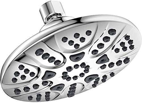 6 Inch Fixed Shower Head with 5 Functions Hopopro 2020 Newest High Pressure Rainfall Shower Head Wall Mount Bathroom Shower Head High Flow Rain Shower Head for Luxury Shower Experience
