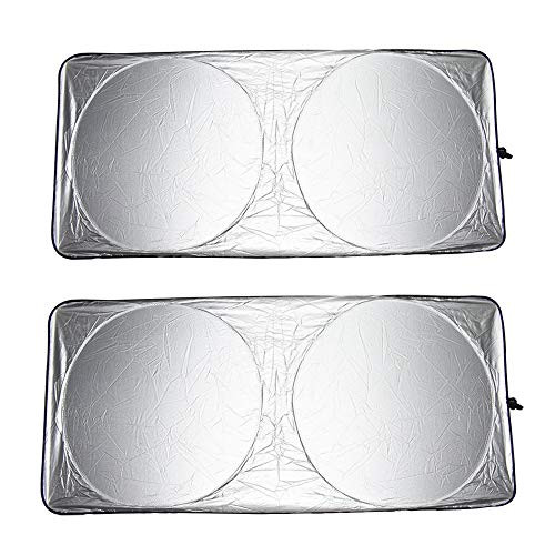 Yuauy Car Windshield Sun Shade Blocks UV Rays Sun Visor Protector Foldable Sunshade for car Windshield Will Keep Your car Cooler 2pcs