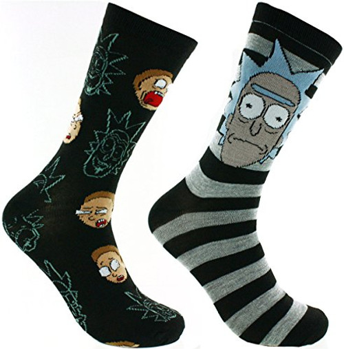Rick And Morty 2 Pack Casual Crew Socks RM1 Rick And Morty 2 Pack Casual Crew Socks RM1