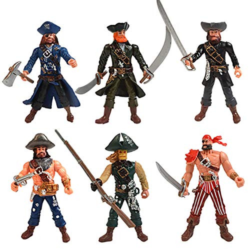 DOYIFun 6 Pcs Pirate Action Figures Toy Playset with Weapons Sea Rover Pirate Men Toy Carnival Fun Pirate Party Favor or Prize Gift