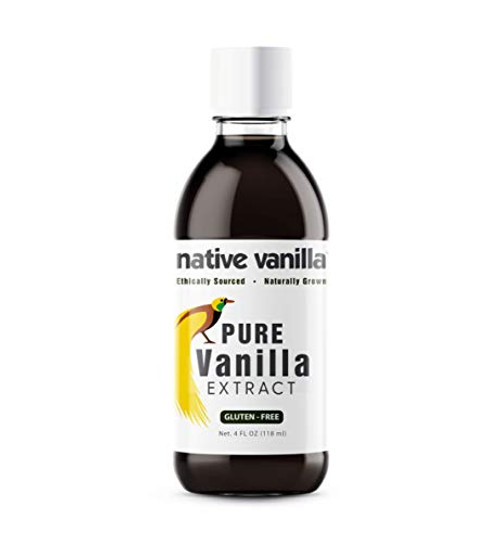 Native Vanilla - Pure Vanilla Extract  4 oz - Made from Premium Vanilla Bean Pods  For Chefs and Home Cooking Baking and Dessert Making