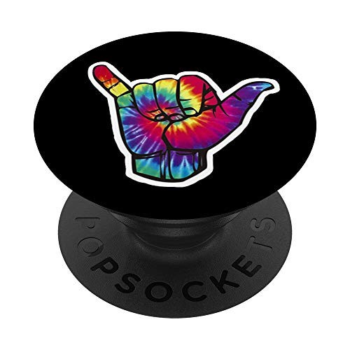 Tie Dye Shaka Hawaiian Sign  Cute Boho Style Gift PopSockets PopGrip Swappable Grip for Phones   Tablets