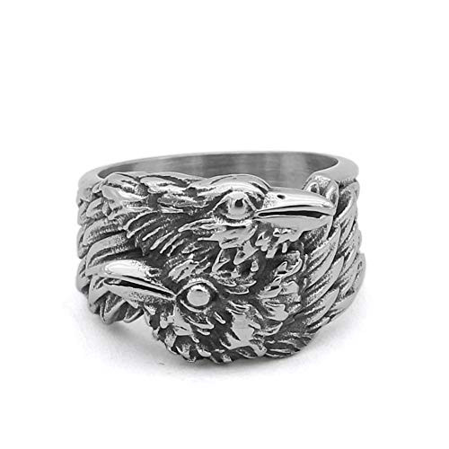 GuoShuang Viking Men Odin Raven Huginn and Muninn Stainless Steel Ring Nordic Jewelry with Valknut Gift Bag GuoShuang Viking Men Odin Raven Huginn and Muninn Stainless Steel Ring Nordic Jewelry with Valknut Gift Bag