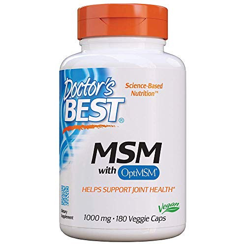 Doctors Best MSM with OptiMSM Joint Support Immune System Antioxidant and Protein-Building Role Non-GMO Gluten Free 1000 mg 180Tablets
