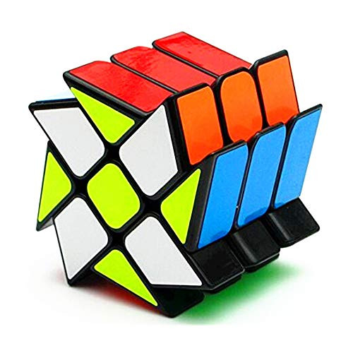 CuberSpeed Yongjun YJ Windmill V2 3x3 Black Magic Cube YJ Wheel with Half Bright Sticker Fenghuolun 3x3x3 Speed Cube Puzzle