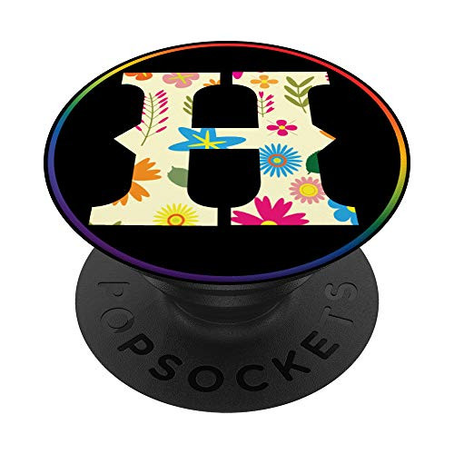 Floral Monogram Capital Letter Initial H tablet holder PopSockets Grip and Stand for Phones and Tablets
